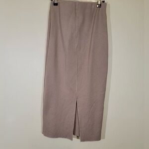 Zara NWT Women's Knit Back Split Midi Skirt Elastic Waistband Brown Size Small